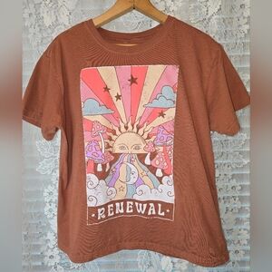 Mighty Fine Renewable Graphic, Short Sleeve T-shirt, Womens Large, Burnt Orange
